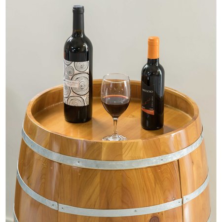 Vintiquewise Wooden Wine Barrel Shaped Wine Holder, Bar Storage Lockable Storage Cabinet QI003771